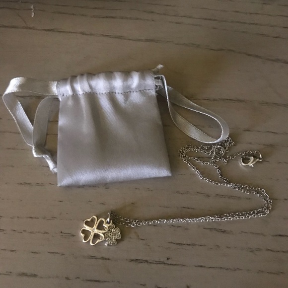 Silver Rhinestone Shamrock Necklace ☘️ - Picture 2 of 2